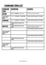 Load image into Gallery viewer, Command term list in the Busman Question Book resource for VCE Business Management. Knowledge of the command terms is important for success in the VCE Business Management exams.